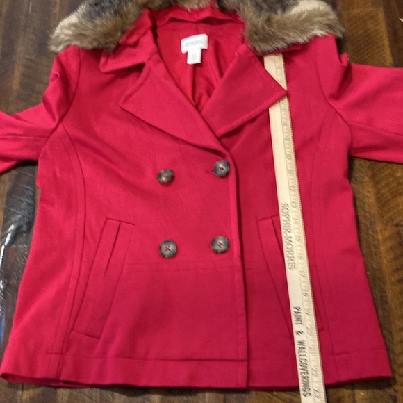 Chico’s red knit jacket removable faux fur collar 0 (4) - Picture 8 of 9